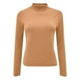thumbnail image 4 of ASFGIMUJ Women Casual Solid Color Bottoming Shirt Slim High Collar Knitted Long Sleeved Top, 4 of 5