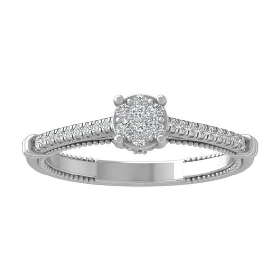 ARAIYA FINE JEWELRY Sterling Silver Round Cluster Diamond Engagement Ring (1/4 cttw, I-J Color, I2-I3 Clarity), Size 5.5