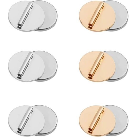 6pcs Mini Brooch Converter, Magnetic Pin Converter Almost Invisible and Harm Free Metal Backs for Thin Fabric (3 Gold and 3 Silver) gold, silver