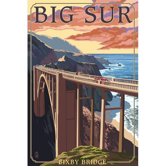 California Coast, Bixby Bridge (12x18 Wall Art Poster, Room Decor)