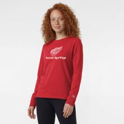 Women's Champion Red Detroit Red Wings Wordmark Lockup Long Sleeve T-Shirt