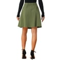 thumbnail image 3 of INSPIRE CHIC Women's Skirts High Waisted A-Line Flared Casual Jean Denim Skirt M Army Green, 3 of 5