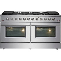 Forno Galiano 60-Inch Freestanding Gas Range, 10 Burners, Double Ovens, Griddle, Energy Efficient