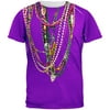 Mardi Gras Beads Purple All Over Adult T-Shirt - Large