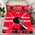 thumbnail image 2 of Teen Hockey Bed Sheets Set Full Size,Sports Sheet Set, Ice Hockey Lovers Sheets,Pink Red Black Sports Themed Flat Fitted Sheet with 2 Pillowcases Bedroom Decor(Carolina), 2 of 5
