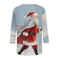 thumbnail image 7 of Xdegoge Christmas Shirt for Women 3/4 Sleeve Santa Funny Graphic T-Shirt Crewneck Vintage Casual Tops Pullover Family Holiday Casual Blouse Gifts 2025 Fall Winter Festival Clothes Fit Party, 7 of 7