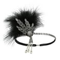 thumbnail image 1 of Señoras 1920s Diadema 20s Rhinestone Beaded Hair Band Diadema Plata negro Colcomx Diadema de aleta vintage, 1 of 8