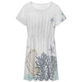 thumbnail image 3 of Abstract Marine Life Pattern Short Sleeve Dress Women Summer Evening Dresses Ladies Sundress, 3 of 7