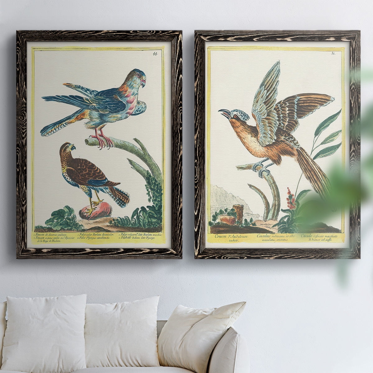 Pastel Birds III - Premium Framed Canvas 2 Piece Set - Ready to Hang