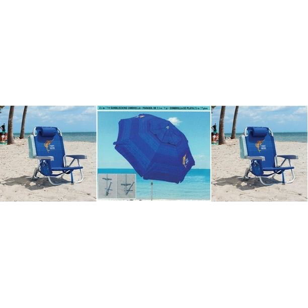 2 Tommy Bahama Backpack Cooler Beach Chairs 1 Beach Umbrella 2 Blue Chairs 1 Blue Umbrella Blue Walmart Com Walmart Com