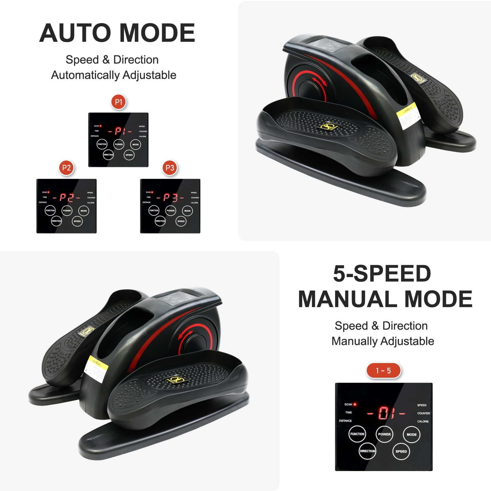ALSO GO Under Desk Elliptical, Ellipse Leg Exerciser While Sitting for Seniors Fully Assembled, Portable & Quiet Pedal Exerciser for Home Office, Elliptical Machine with Remote Control, 220LBS