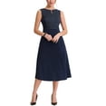 thumbnail image 2 of INSPIRE CHIC Women's Striped Crew Neck Sleeveless Midi Work  Dress XS Dark Blue, 2 of 7