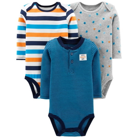 Child Of Mine By Carter's Long Sleeve Bodysuits, 3-pack (Baby Boys)