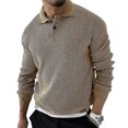 thumbnail image 2 of Autumn Winter Men's Sweater Knitted Polo Shirts Lapel Solid Color Knitted Pullover Social Streetwear Casual Business Men ClothinM, 2 of 5