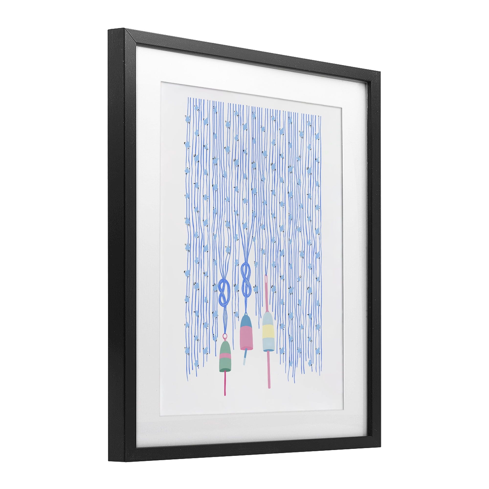 Stupell Industries Hanging Buoys on Ropes Black Framed Print Under Glass, design by Melissa Tilley