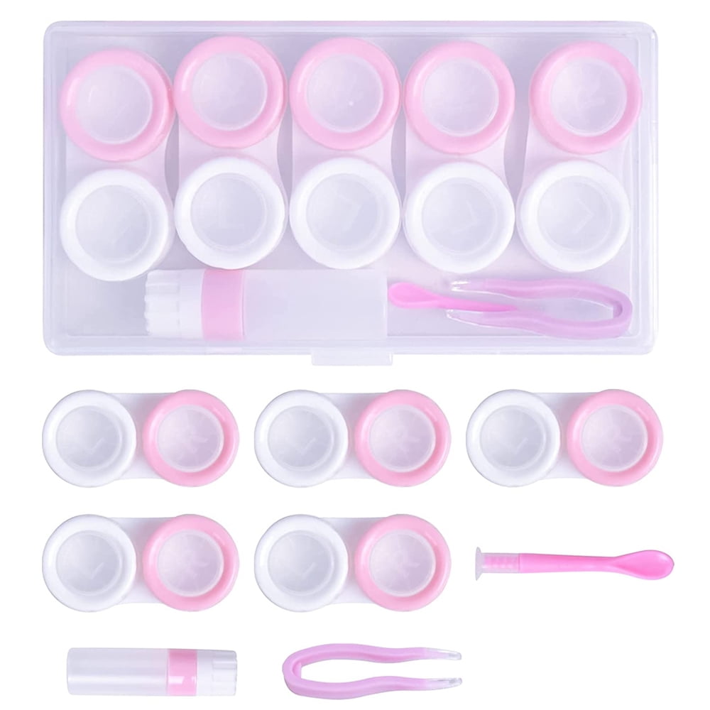12pcs Contact Lens Case, Colorful Box Left right Eyes Holder Container