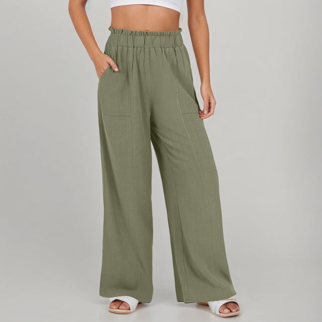Pantalon Décontracté pour Femme Taille Haute Jambe Droite Confortable Extensible Léger pour Usage Quotidien