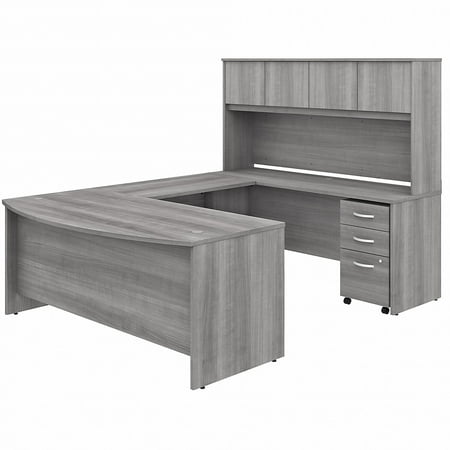 UPC: 0042976105020 | Bush Business Furniture Studio C 71 U-Shaped Desk w/Hutch and Mobile File Cabinet Gray STC003PGSU