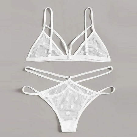 

nsendm Backless Lingerie Set Women Thong Lace Halter Sexy Bra S-2XL Sleepwear Fashion Feel Underwear Underwear White X-Large