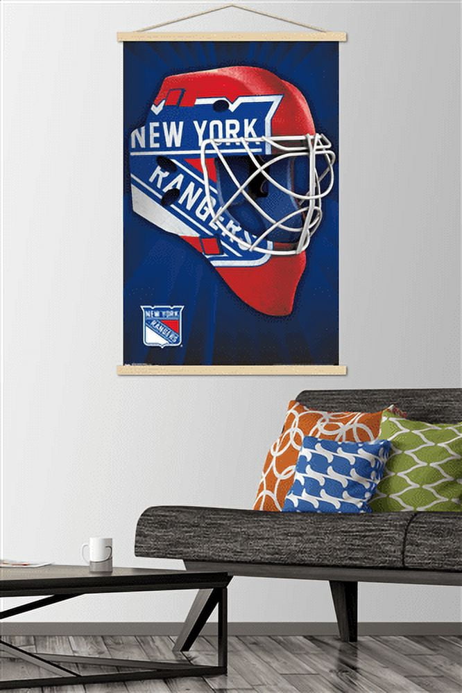 NHL New York Rangers - Mask 16 Wall Poster with Wooden Magnetic Frame, 22.375" x 34"