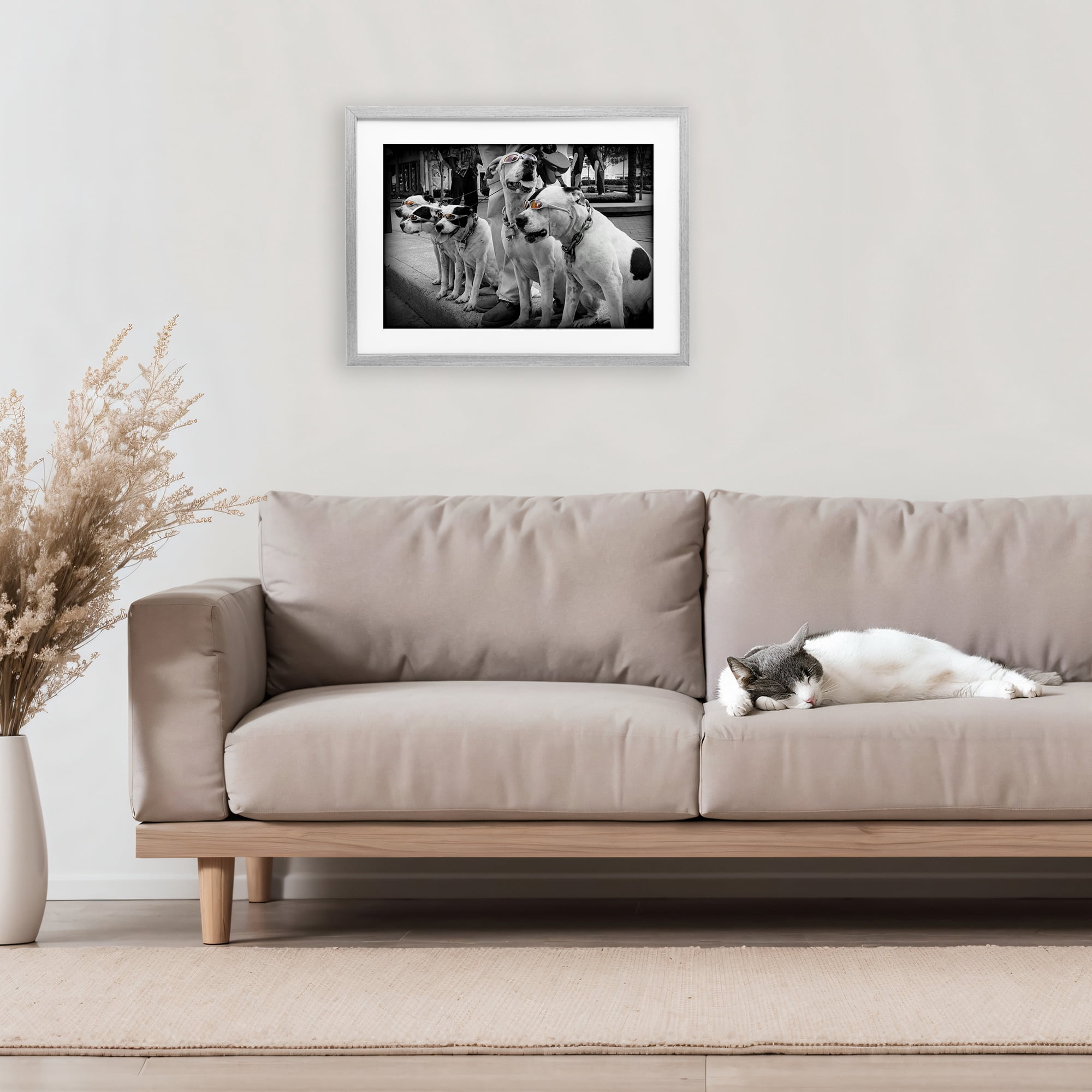 Stupell Industries Afternoon Stroll Pups Gray Framed Print Under Glass, design by Scott Henderson