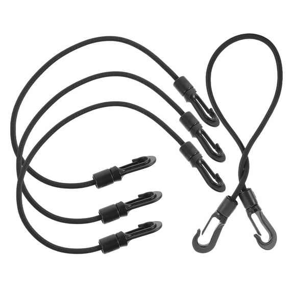 LEORX 4Pcs Black Elastic Bungee Straps with Carabiner Hooks Versatile Outdoor Tie Down and Securing