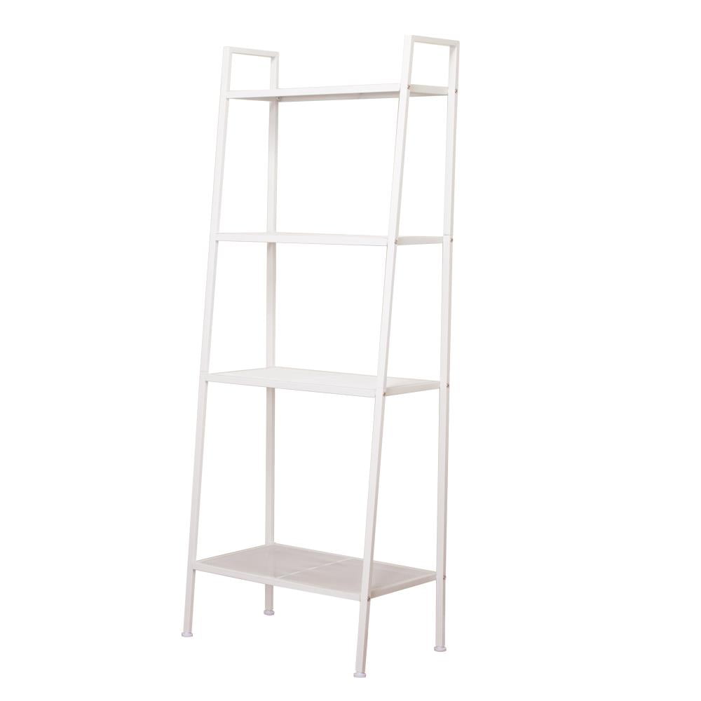 Ktaxon 4Tier Bookcase Bookshelf Leaning Wall Shelf Rack Ladder Storage Furniture White