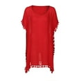 thumbnail image 4 of Swimsuit Cover up For Women Women's New Fashion Beach Sexy Solid Hem Cover Up Swimwear Red One Size, 4 of 4
