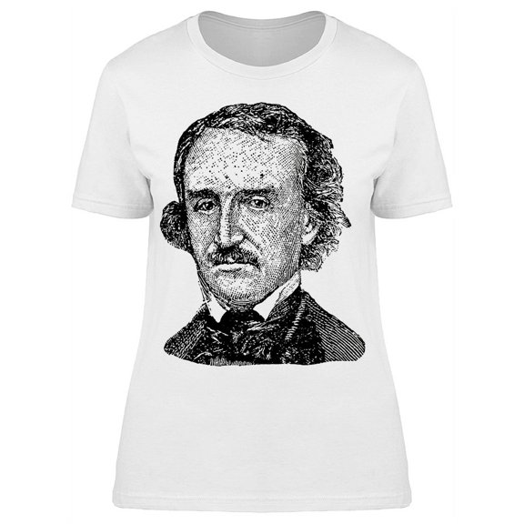 Edgar Allan Poe, Vintage Sketch T-Shirt Women -Image by Shutterstock, Female Large