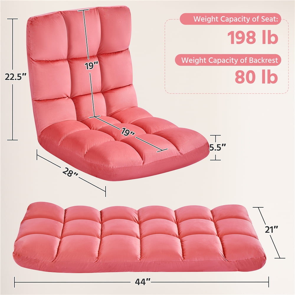 Yaheetech Floor Folding Gaming Sofa Chair with 14 Adjustable Positions, Pink