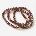 thumbnail image 2 of 10Strand Electroplate Transparent Glass Beads Strands Half Golden Plated Faceted Rondelle Dark Red, 2 of 2
