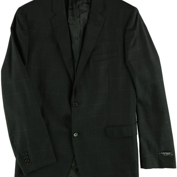 Ralph Lauren Mens Tonal Two Button Blazer Jacket, Black, 46 Long