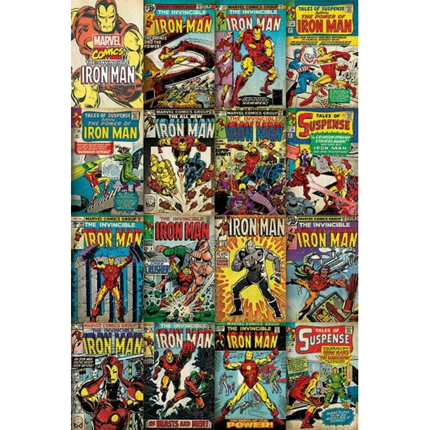 Iron Man Comic Book Covers Collage Art Cool Wall Decor Art