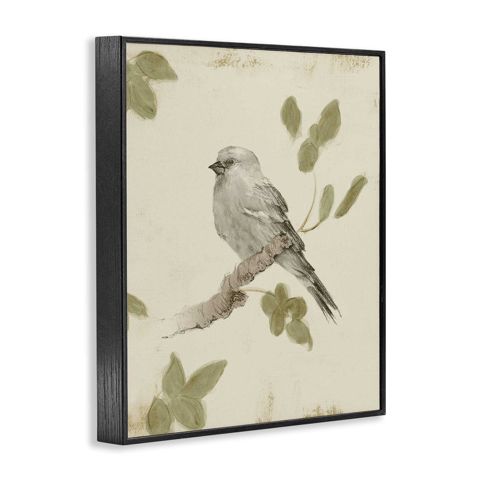 Stupell Industries Bird Scene on Neutral Black Framed Giclee Art, design by Lanie Loreth