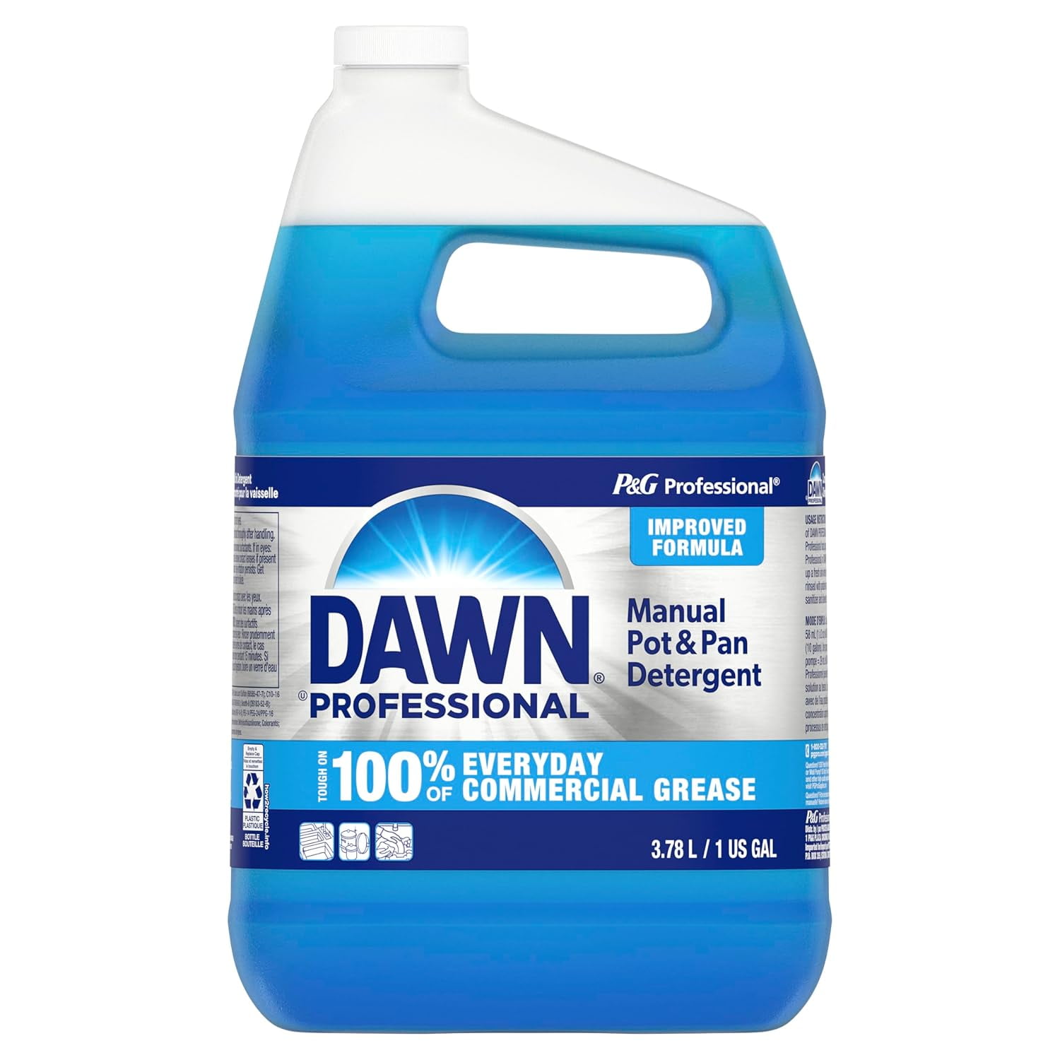 Manual Pot and Pan Detergent, Dish Soap, Liquid Concentrate, 1 Gallon (Case of 2) with 1 Pump