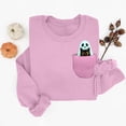 thumbnail image 2 of Womens Halloween Crewneck Sweatshirt Long Sleeve Loose Ghost Shirts Fashion Trendy Pullover Fall Clothes Army Green, M, 2 of 4