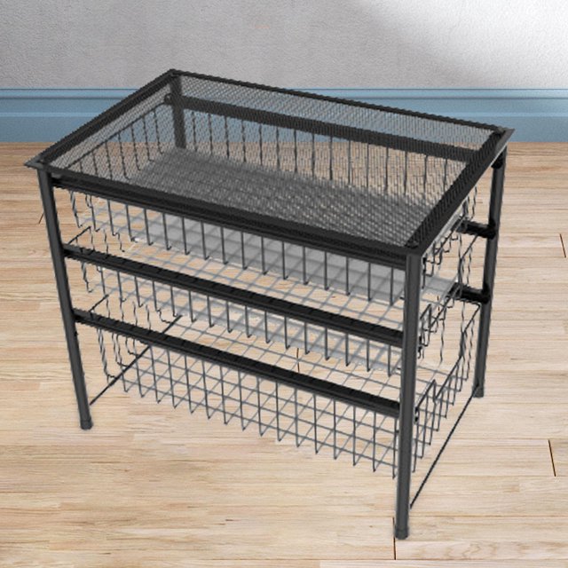 Estante de almacenamiento con cesta deslizante Macarena para utensilios de cocina Negro