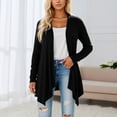 thumbnail image 2 of Ediodpoh Long Cardigan Sweaters for Women Solid Color Open Front Knit Sweater Lightweight Fall Winter Outwear Casual Long Sleeve Black XXL, 2 of 5