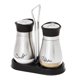 thumbnail image 1 of Botellas Dispensadoras De Acero Inoxidable Y Vidrio Con Salero Y Pimentero Con Soporte, 1 of 5