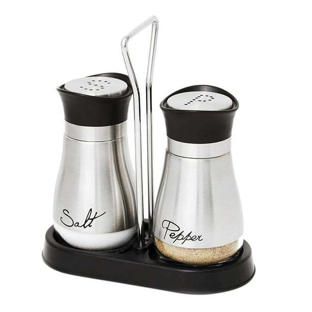 Botellas Dispensadoras De Acero Inoxidable Y Vidrio Con Salero Y Pimentero Con Soporte