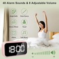 thumbnail image 3 of Reloj despertador digital LED con función de repetición, 2 alarmas, superficie de espejo recargable USB 12/24H para dormitorio oficina, rosa brillar Electrónica, 3 of 5