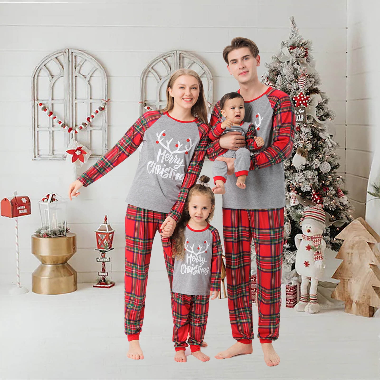 JPA0155 pijamas parejas MERRY CHRISTMAS FAMILY TIME - ella y él pantalón  invierno - Twins tienda pijamas pantuflas ropa interior