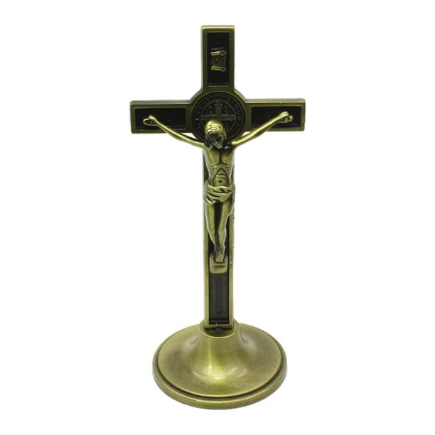 Crucifijo de cruz , crucifixión de Jesús de aleación para decoración para hogar, adornos artesanales, estatua para escritorio, de , Bronce Bronce antiguo