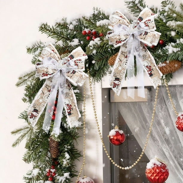Seyotauo Crafts Fluff Bowknot Christmas Decorations-Handmade 13x10 Inch Nylon Spandex Bow Ornament & Gauze Ribbon, Christmas Tree Ornaments & Wrapping Decor for Indoor Outdoor Christmas Holiday Decor