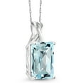 thumbnail image 2 of Gem Stone King 10K White Gold Sky Blue Topaz Pendant Necklace for Women (8.70 Cttw, Gemstone November Birthstone, Emerald Cut Cut 14x10MM, with 18 inch Chain), 2 of 5