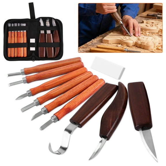 Fabulas Wood Carving Kit for Beginners, 10 Pcs Whittling Knife Set with 3 Carving Knives and 6 Detail Knives, Hand Wood Carving Tools for Woodworking, DIY Craft and Hobby Use