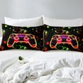 thumbnail image 3 of Erosebridal Gradient Gamepad Fitted Sheet Queen, Video Game Bedding Set Queen Size, Neon Geometry Decor 3-Piece, 3 of 6