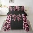 thumbnail image 3 of Feelyou Leopard Print Bowknot Twin Bedding Sets 7-Piece, Kawaii Pink Cheetah Polkadots Bedding Comforter Set, Teens Kids Boys Girls Reversible Sheet Sets, Luxury Bedroom Decor, 3 of 9
