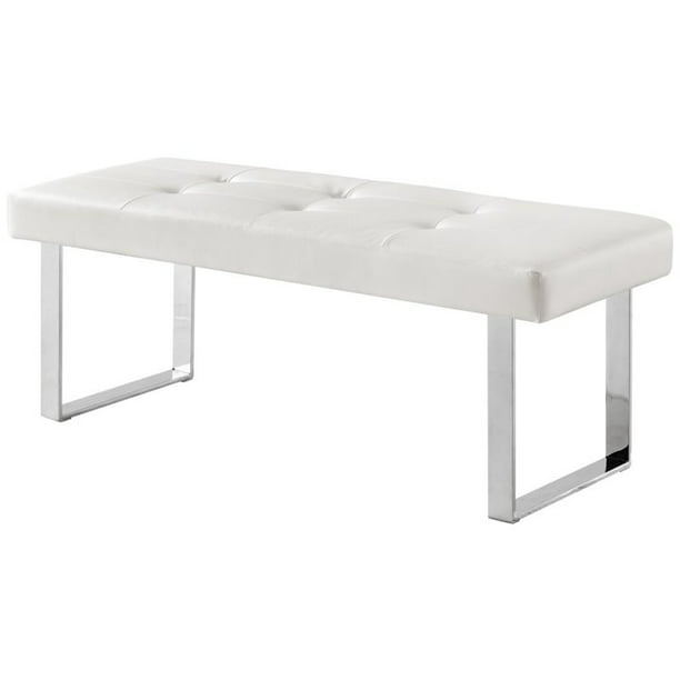 Posh Living Myles Faux Leather Bench, White Leather Bench Contemporary