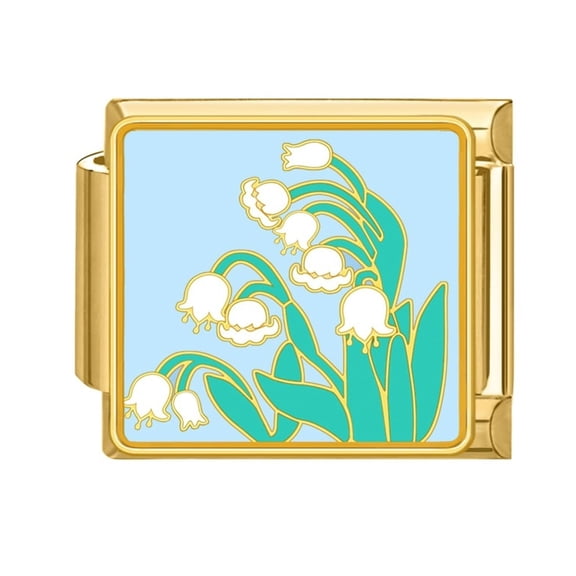 ROZYARD Italian Charm Link Beads Stainless Steel Texture Flower Jewelry Finding